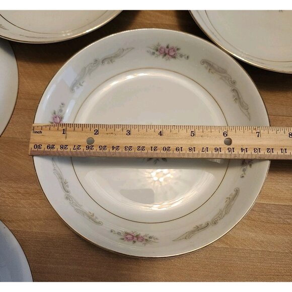 6- Crest Wood Bridal Rose China Japan 7.25" Bowls 1390 - Picture 7 of 9
